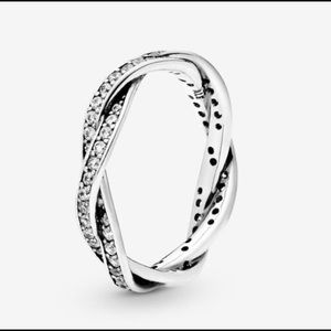 Pandora Sparkling Twisted Lines Ring Silver 925 Size 7.5